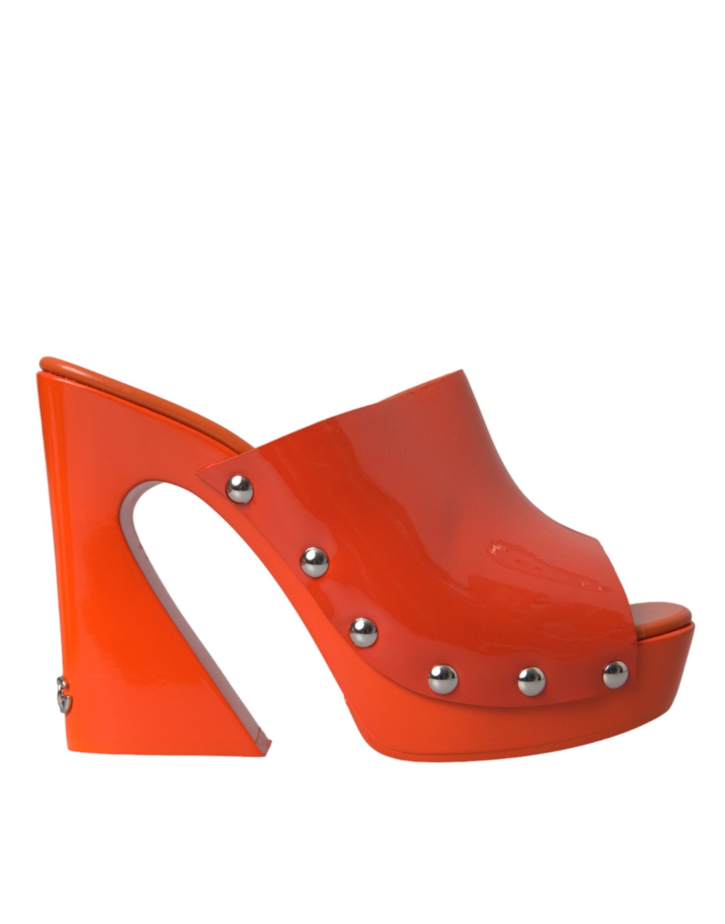 Dolce &amp; Gabbana Orange Leather Mules Sandals Heels Shoes