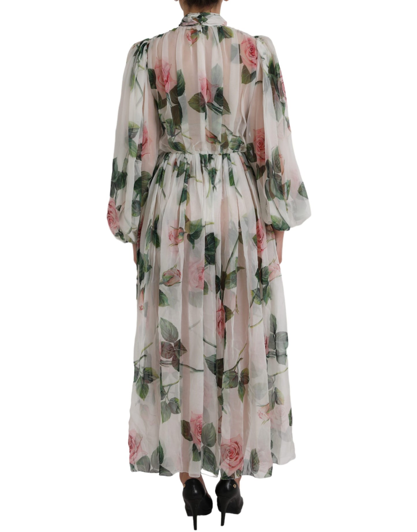 Dolce &amp; Gabbana White silk floral print maxi dress