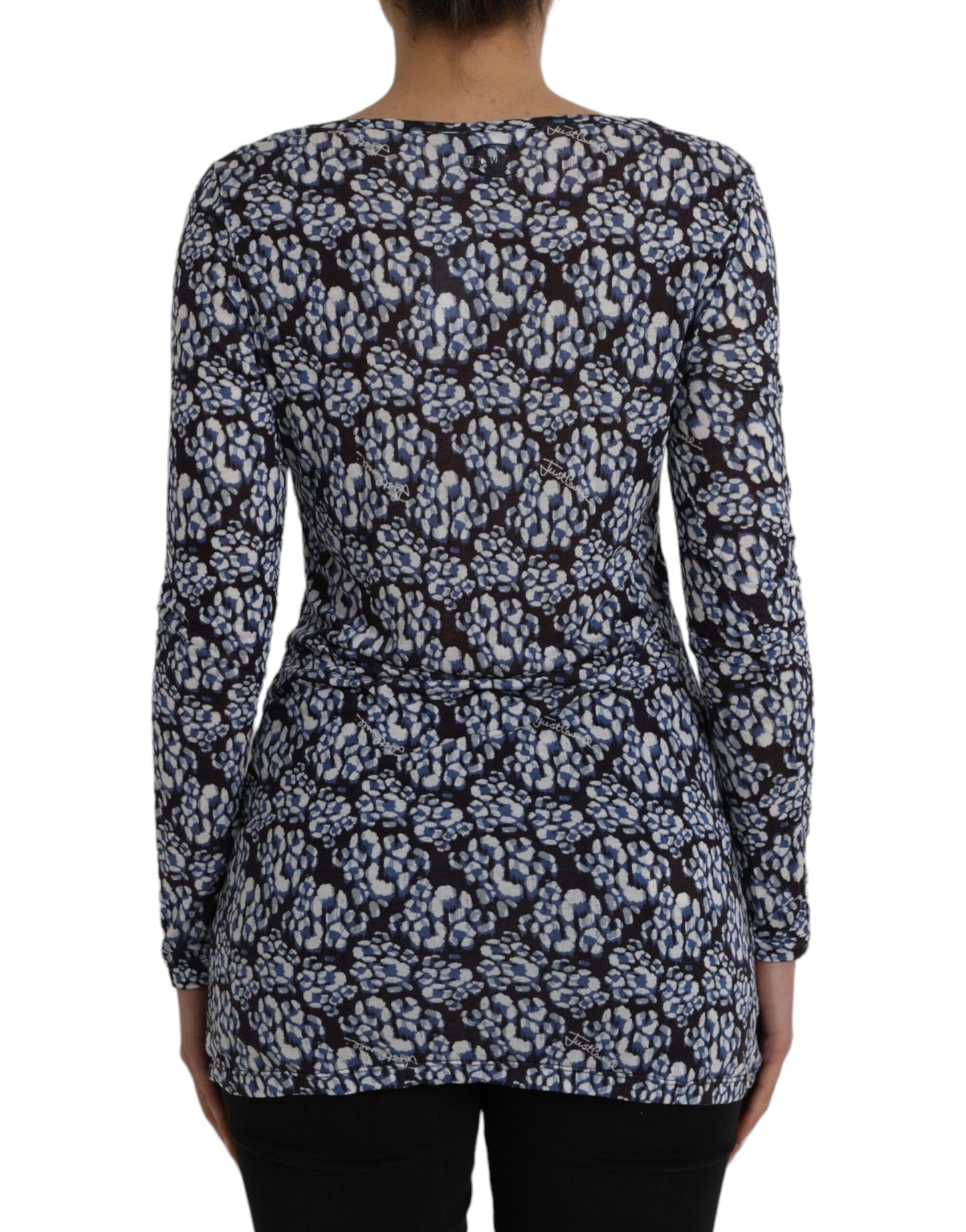 Just Cavalli Blue Floral Lace Long Sleeve Top Underwear Blouse