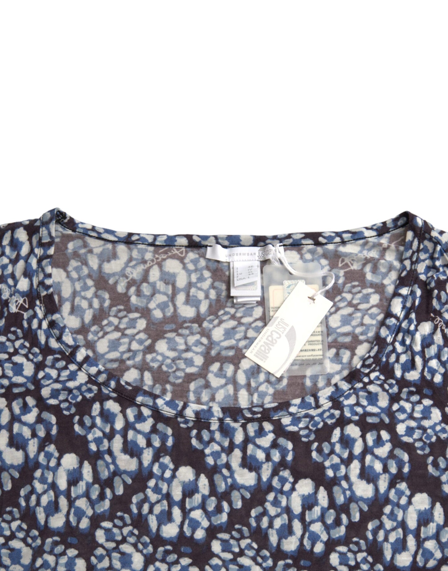 Just Cavalli Blue Floral Lace Long Sleeve Top Underwear Blouse