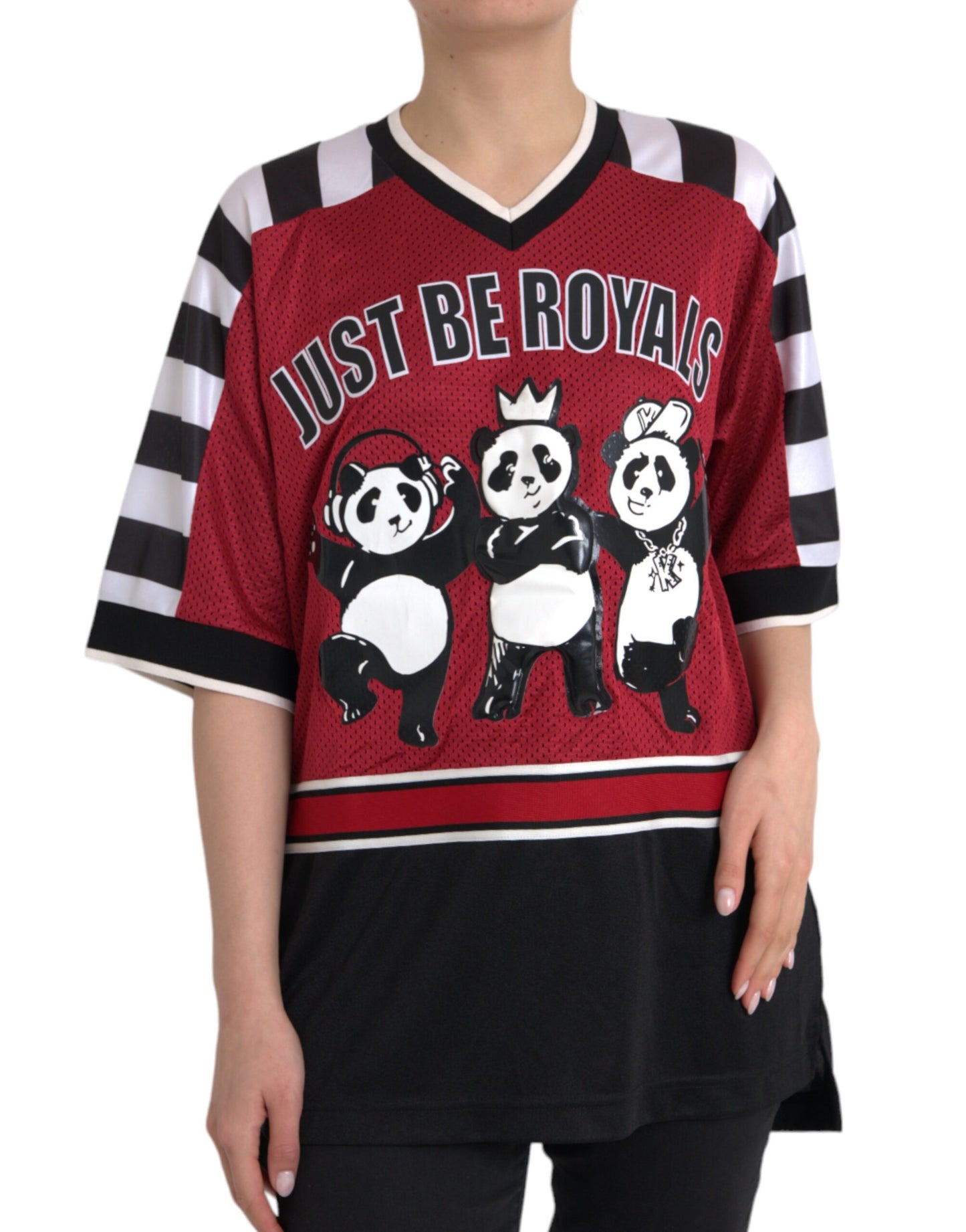 Dolce &amp; Gabbana Royals Multicolor Panda T-Shirt in Plus Size