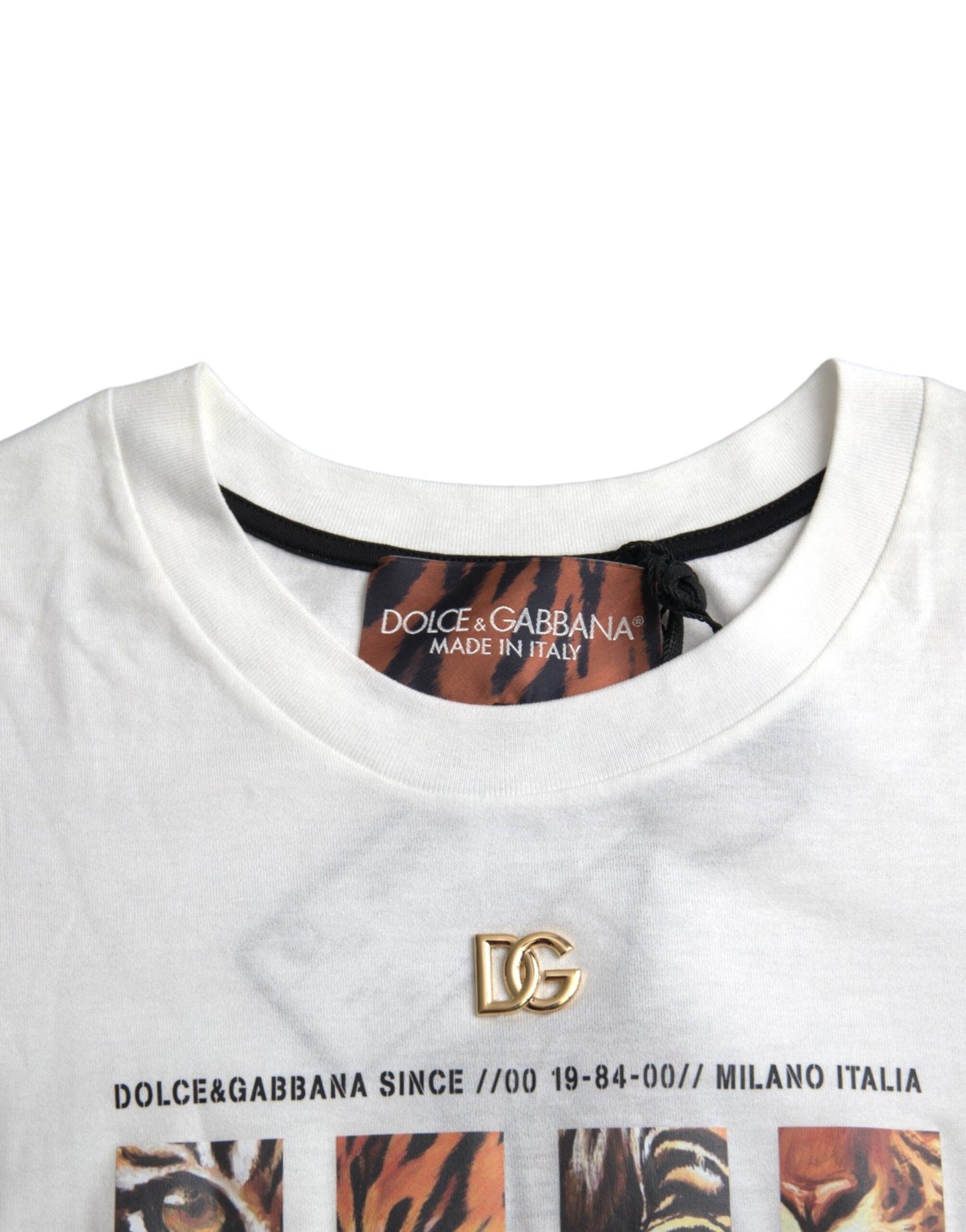 Dolce &amp; Gabbana White cotton T-shirt with short sleeves and round neck