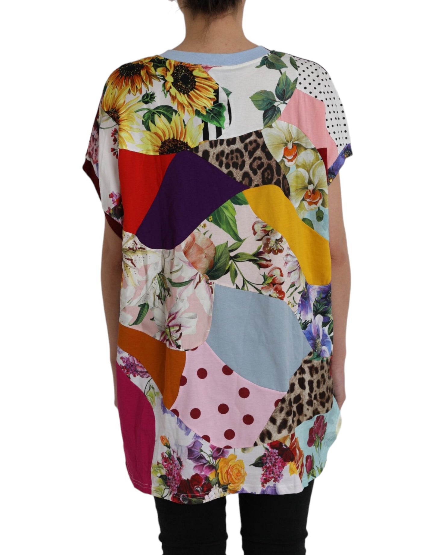 Dolce &amp; Gabbana Multicolor Patchwork Cotton Silk Blouse Top