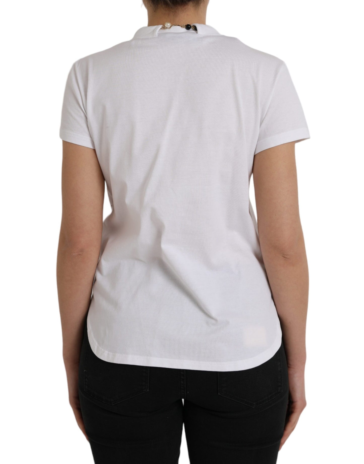 Dolce &amp; Gabbana White Cotton Chain Short Sleeve T-Shirt