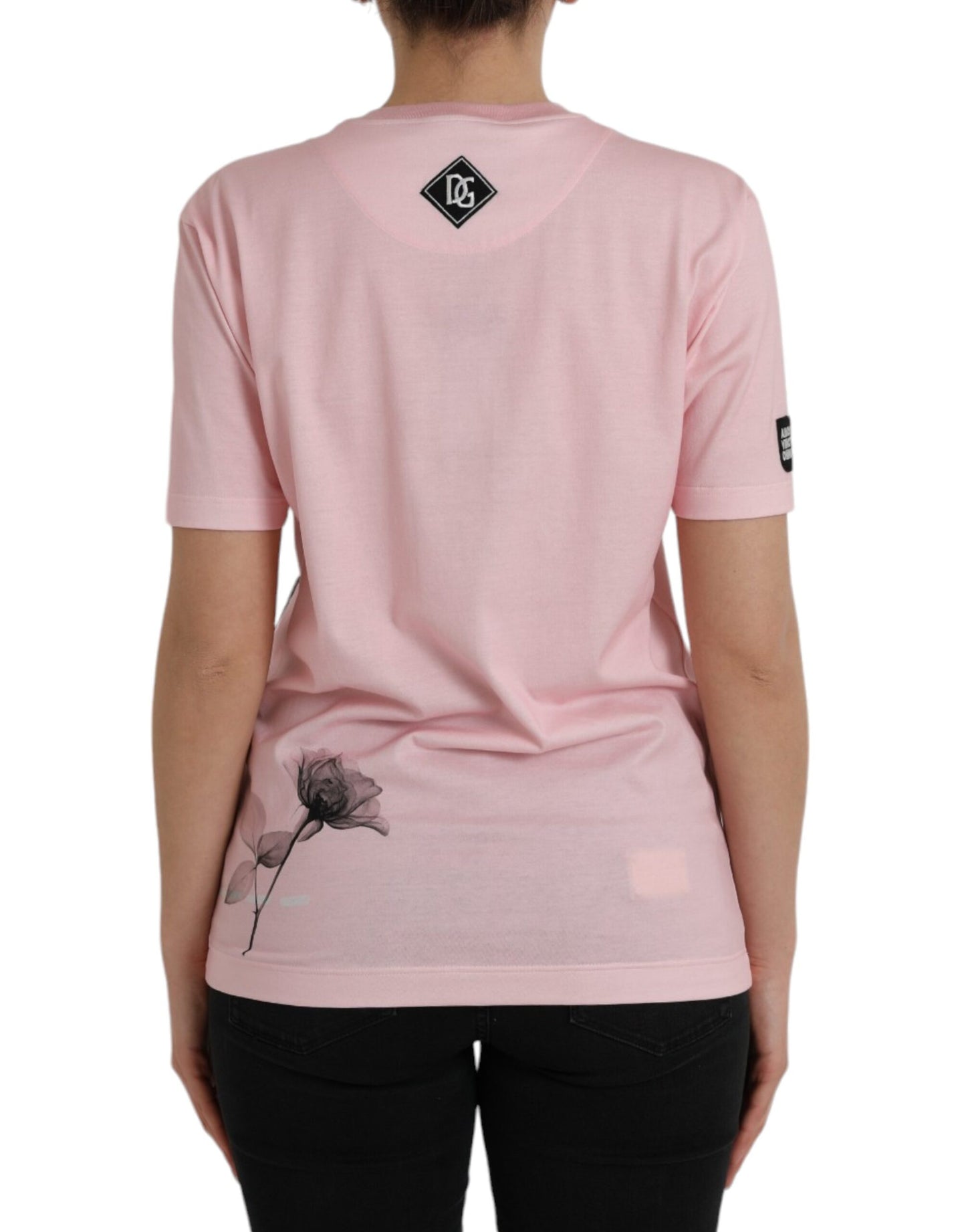 Dolce &amp; Gabbana pink floral print short sleeve cotton T-shirt