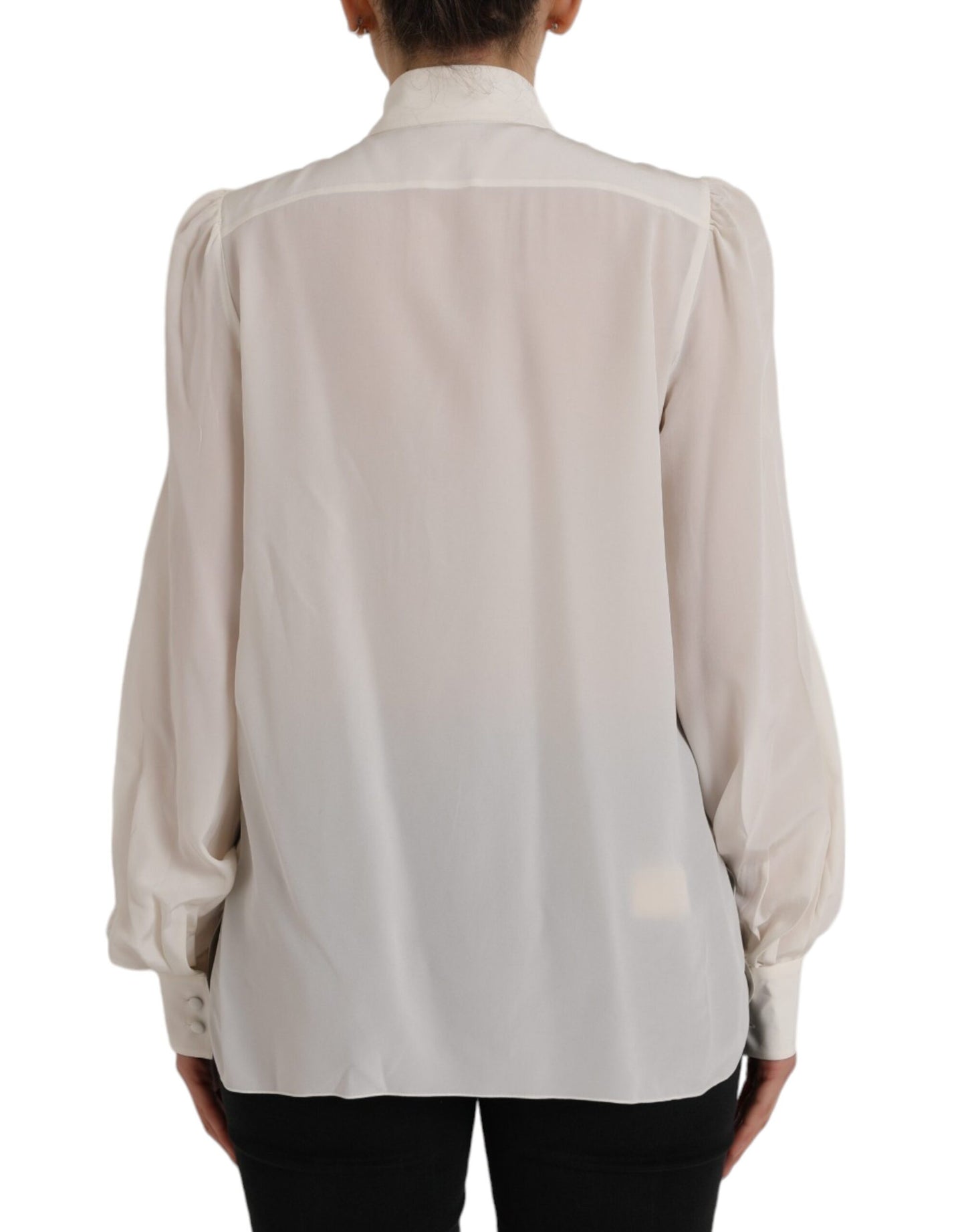 Dolce &amp; Gabbana White long-sleeved button-down blouse top