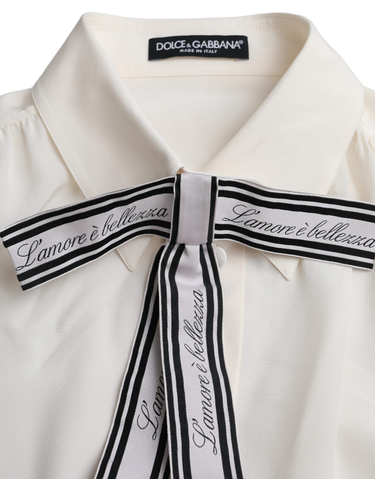 Dolce &amp; Gabbana White long-sleeved button-down blouse top