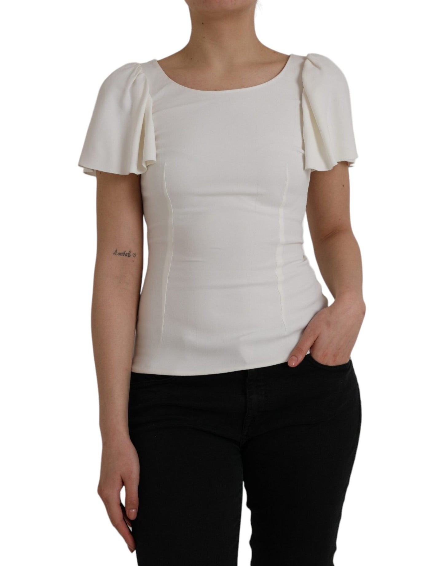 Dolce &amp; Gabbana White Viscose Round Neck Short Sleeve Top