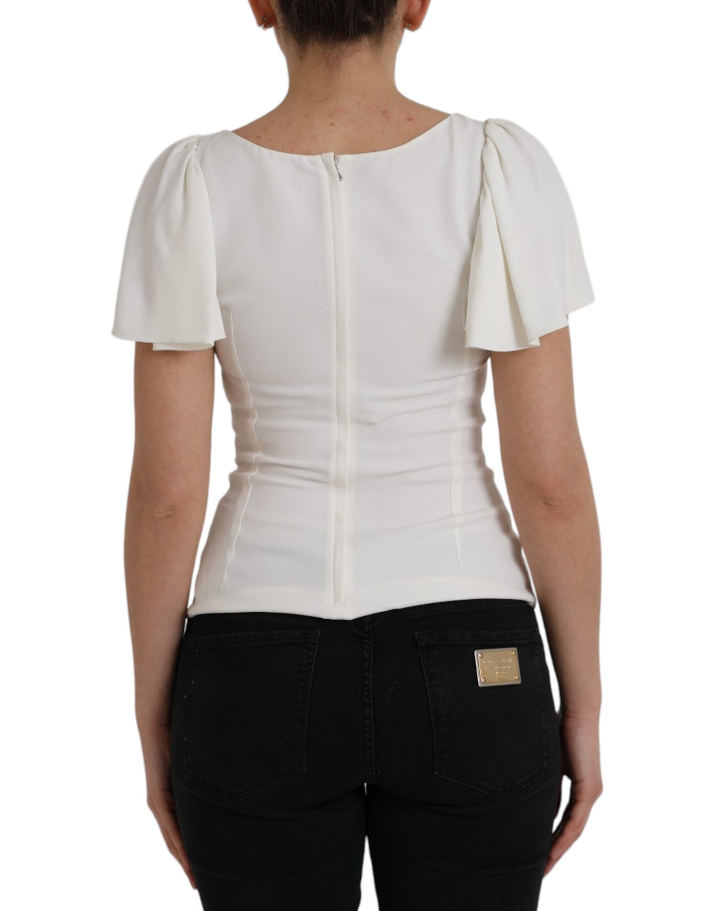 Dolce &amp; Gabbana White Viscose Round Neck Short Sleeve Top