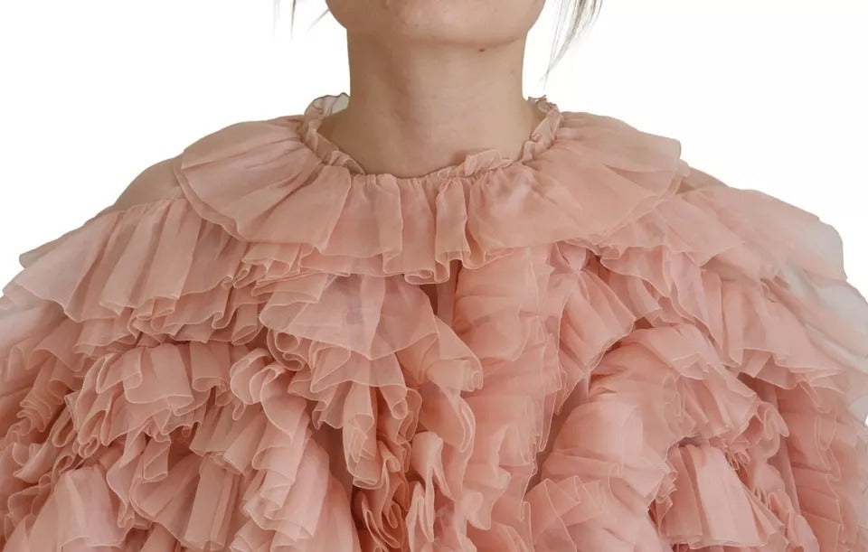 Dolce &amp; Gabbana Pink Ruffle Long Sleeve Sweater