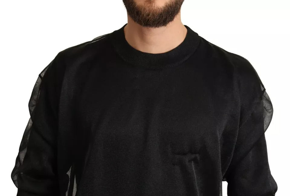 Dolce &amp; Gabbana Black Logo Crewneck Long Sleeve Sweater