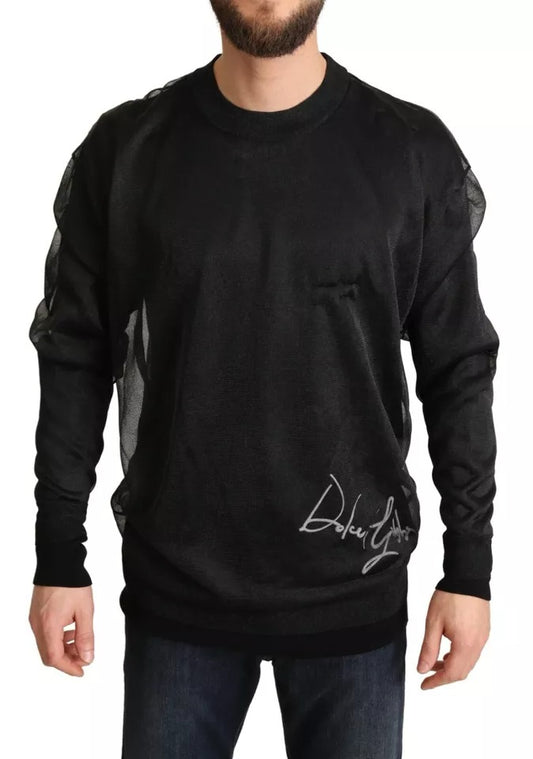 Dolce &amp; Gabbana Black Logo Crewneck Long Sleeve Sweater