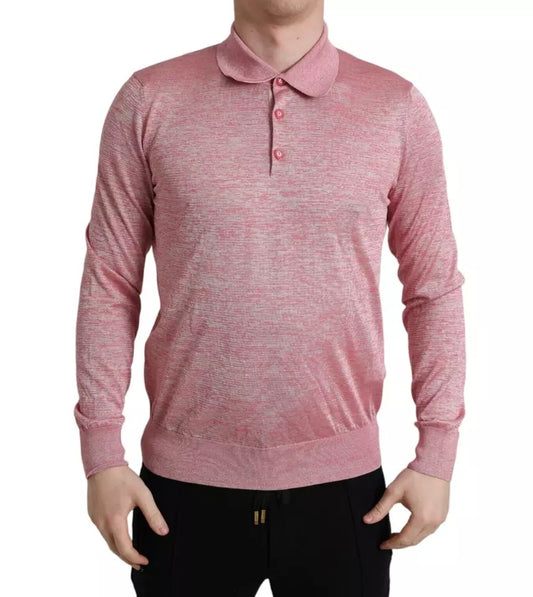 Dolce &amp; Gabbana Pink Polyester Sweater for Men with Collar