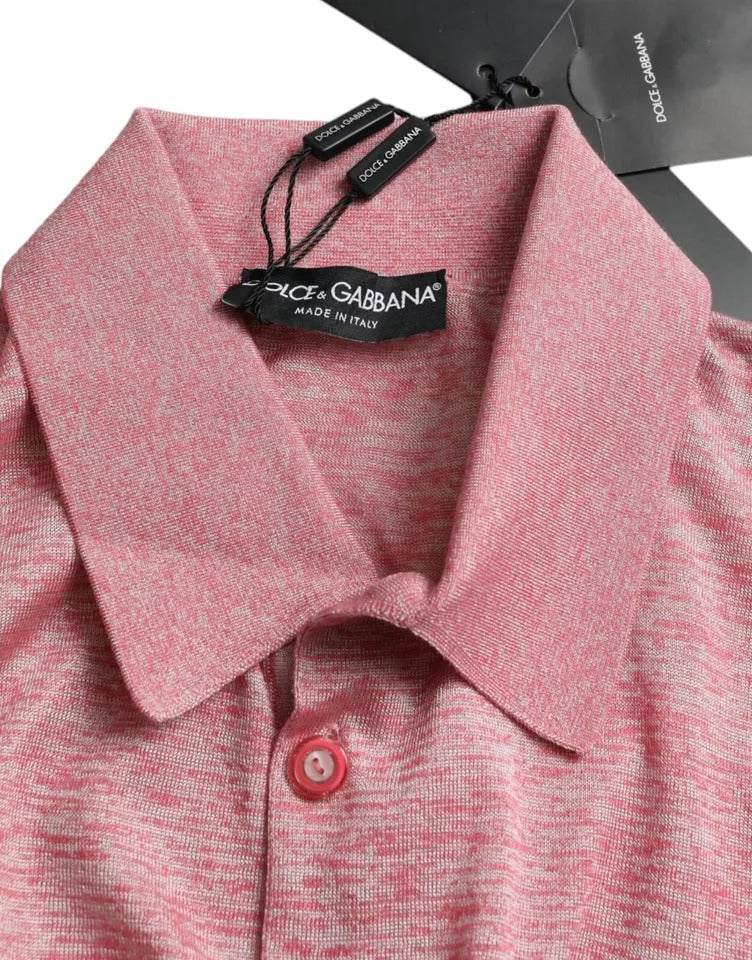 Dolce &amp; Gabbana Pink Polyester Sweater for Men with Collar