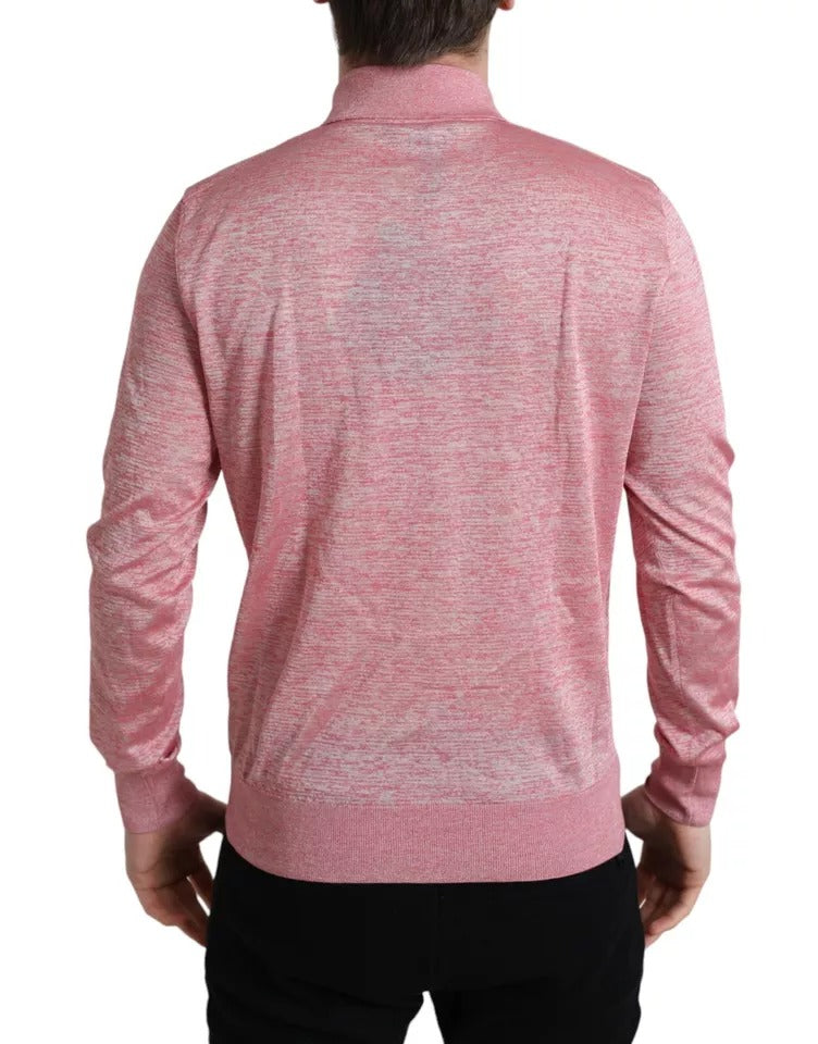 Dolce &amp; Gabbana Pink Polyester Sweater for Men with Collar