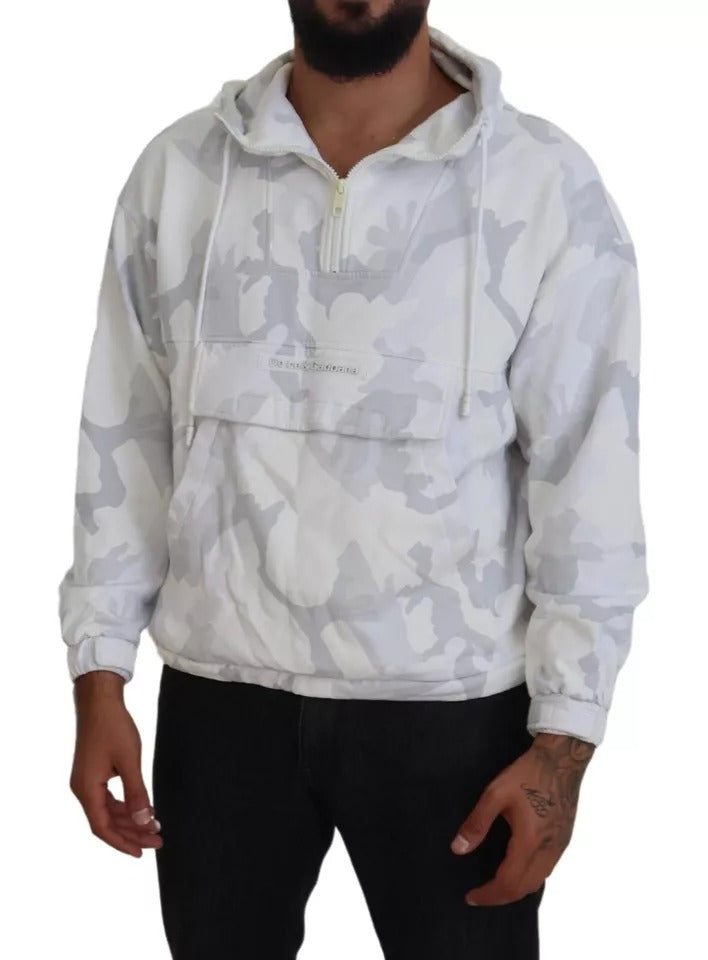 Dolce &amp; Gabbana White Camouflage Hooded Sweatshirt