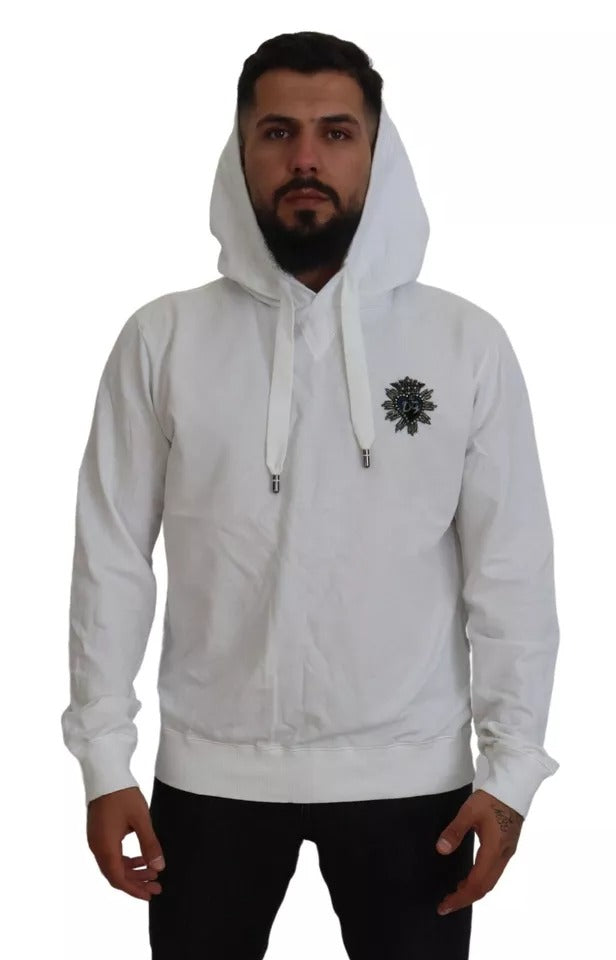 Dolce &amp; Gabbana White Cotton Hooded Sweatshirt Pullover