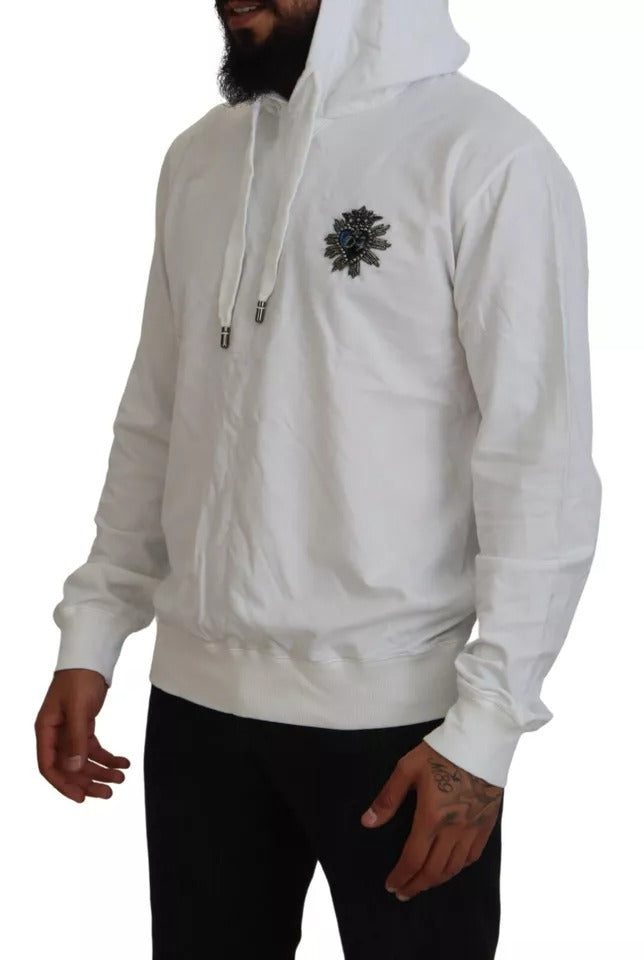 Dolce &amp; Gabbana White Cotton Hooded Sweatshirt Pullover