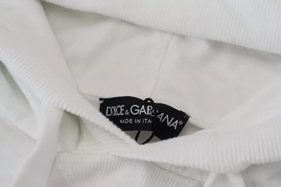 Dolce &amp; Gabbana White Cotton Hooded Sweatshirt Pullover