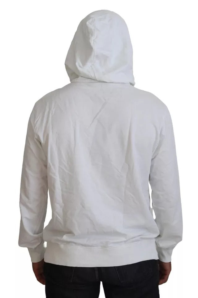 Dolce &amp; Gabbana White Cotton Hooded Sweatshirt Logo Pullover