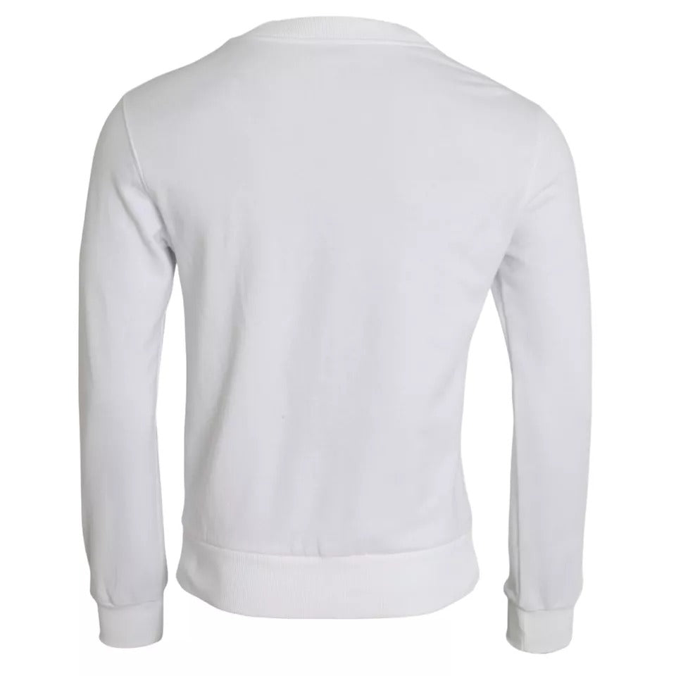 Dolce &amp; Gabbana White Cotton Logo Pullover Sweatshirt Sweater