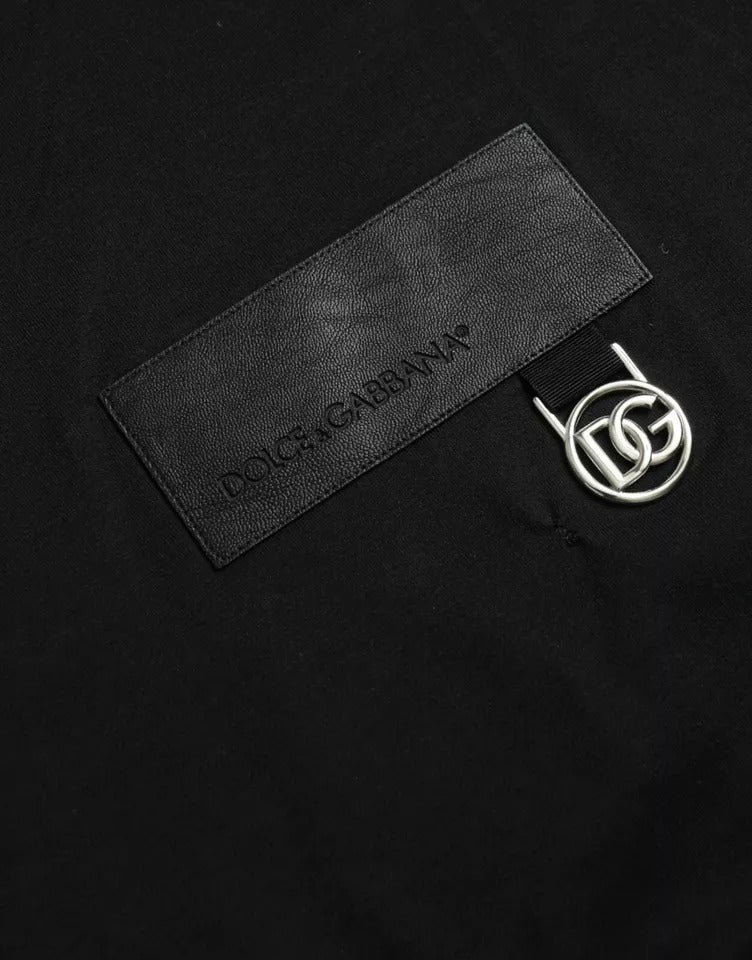 Dolce &amp; Gabbana Black Logo Patch Cotton Crew Neck T-Shirt