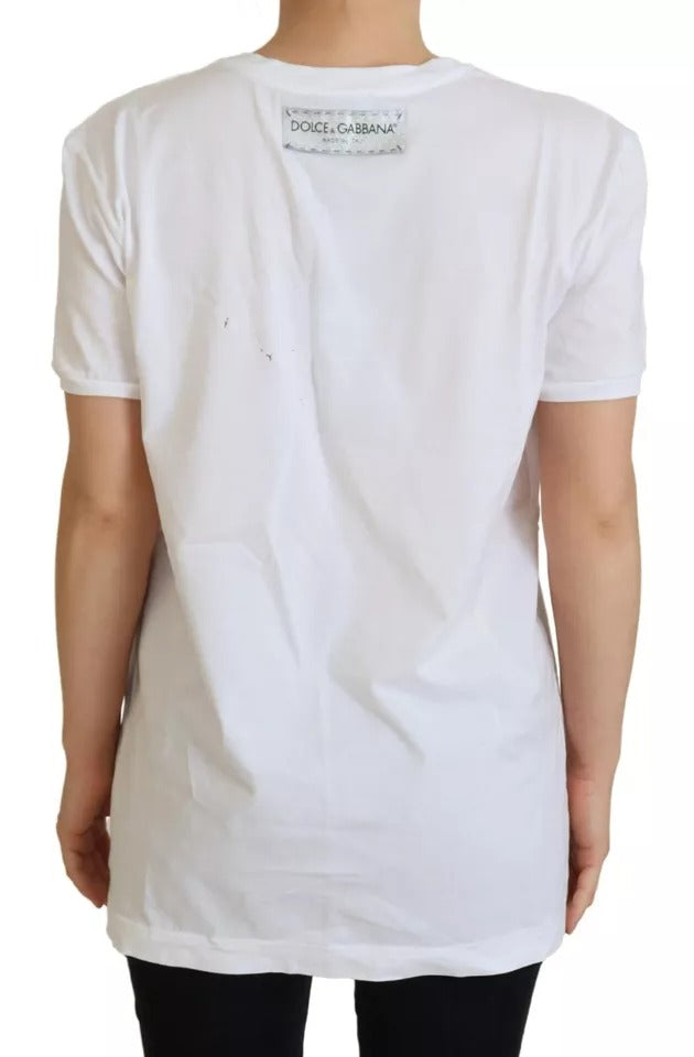 Dolce &amp; Gabbana White Printed Short Sleeve T-Shirt Top