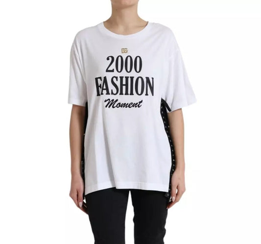 Dolce &amp; Gabbana White 2000 Fashion Moment Lace-up Detailed T-shirt