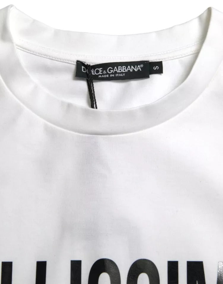 Dolce &amp; Gabbana White Cotton Bellissima Crew Neck T-Shirt