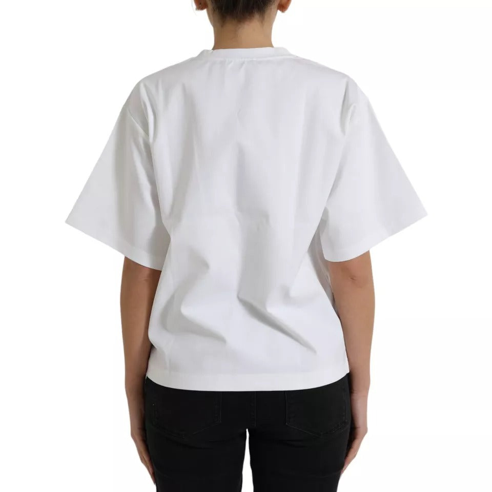 Dolce &amp; Gabbana White Cotton Bellissima Crew Neck T-Shirt