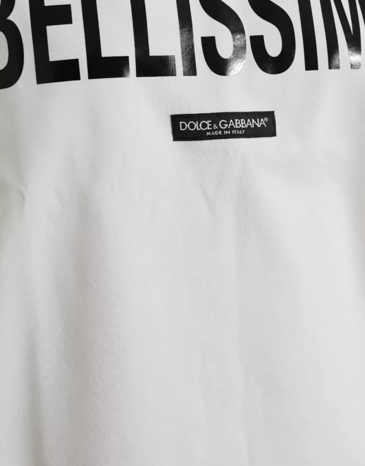 Dolce &amp; Gabbana White Cotton Bellissima Crew Neck T-Shirt