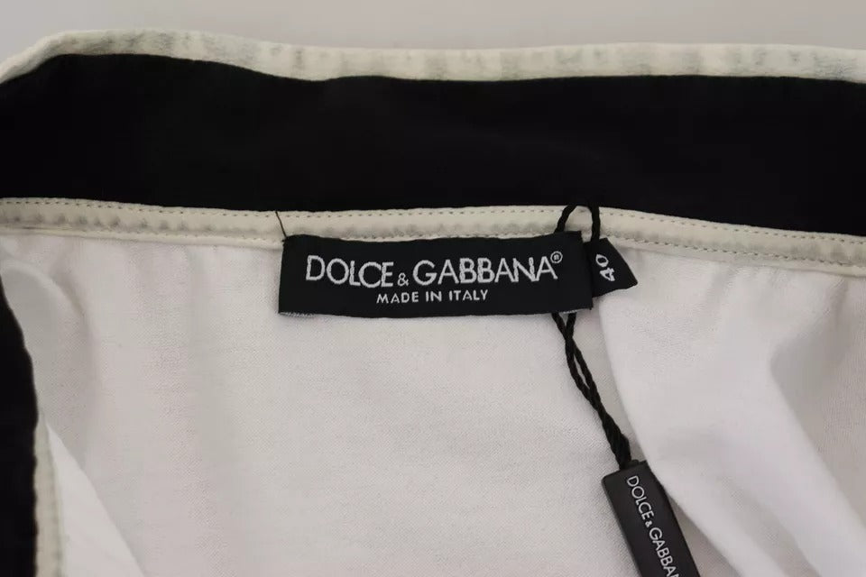 Dolce &amp; Gabbana White T-shirt with printed Ascot collar in cotton