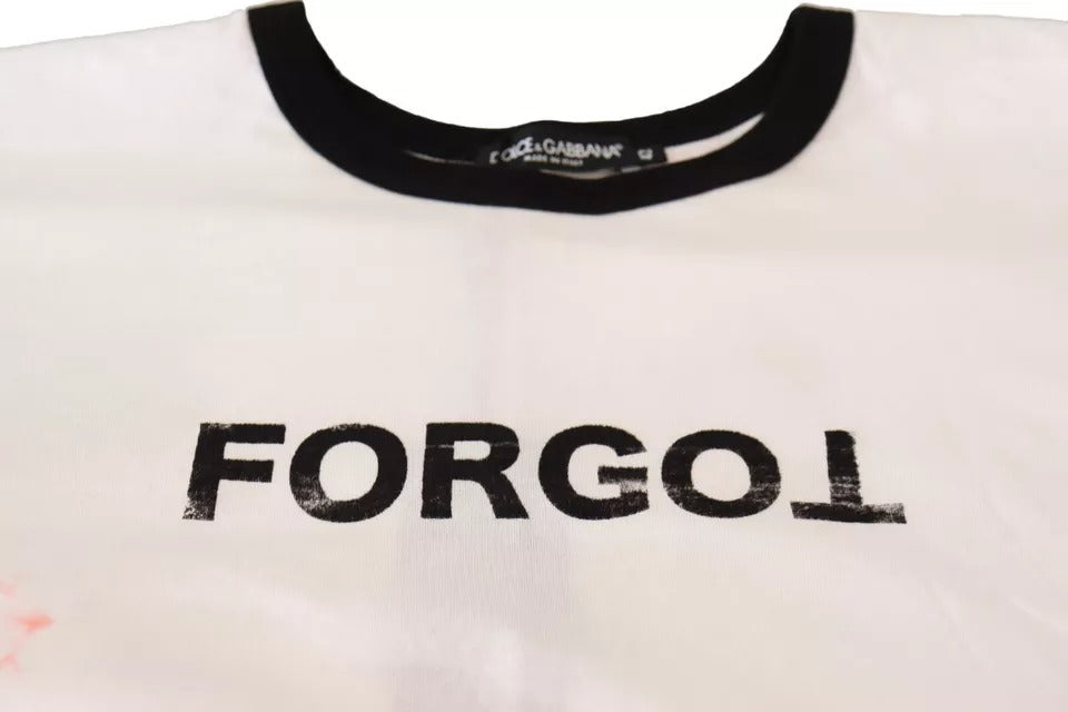 Dolce &amp; Gabbana White Forgot Print Short Sleeve Crop T-Shirt