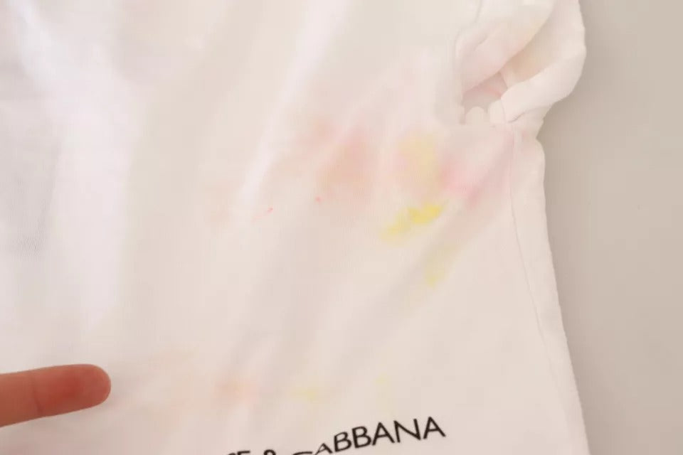 Dolce &amp; Gabbana White Forgot Print Short Sleeve Crop T-Shirt