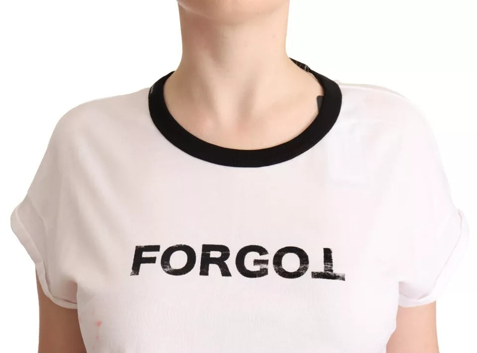 Dolce &amp; Gabbana White Forgot Print Short Sleeve Crop T-Shirt