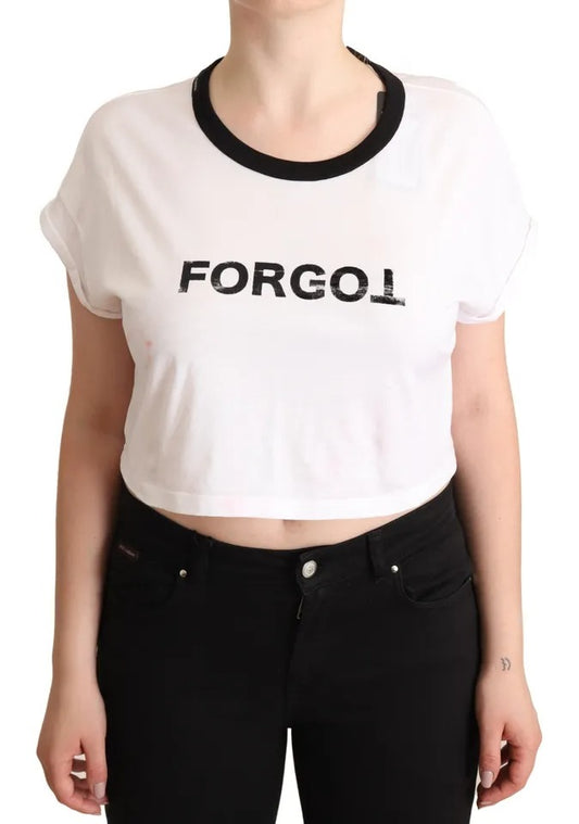 Dolce &amp; Gabbana White Forgot Print Short Sleeve Crop T-Shirt