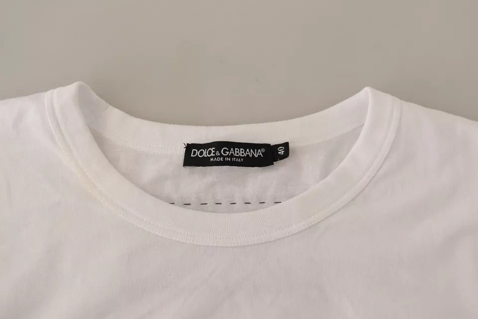 Dolce &amp; Gabbana White L'AMORE Cotton Tank T-Shirt without Sleeves