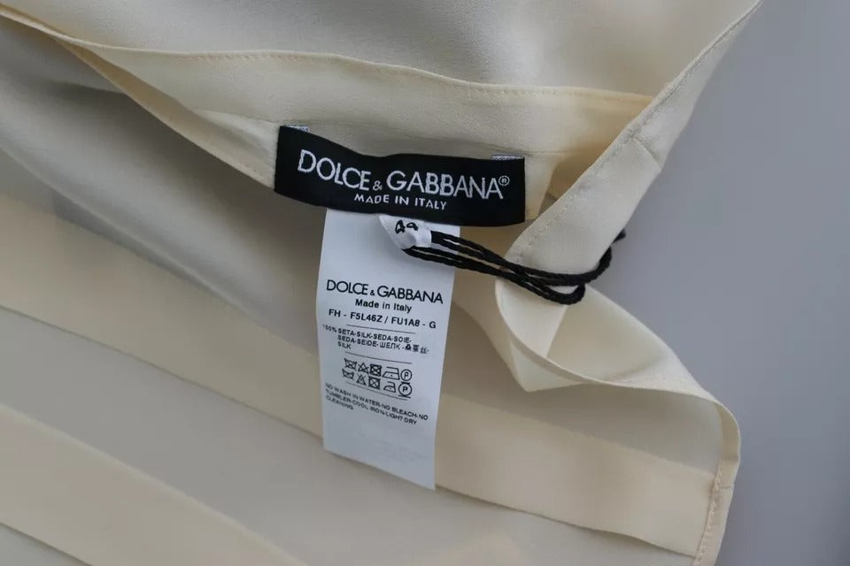 Dolce &amp; Gabbana Beige silk crepe shirt with padded shoulders