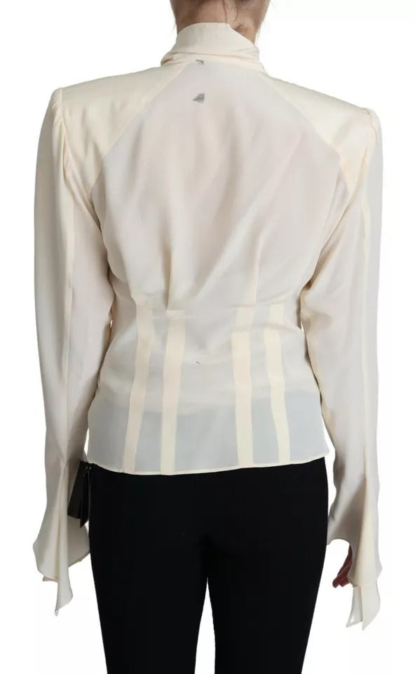 Dolce &amp; Gabbana Beige silk crepe shirt with padded shoulders