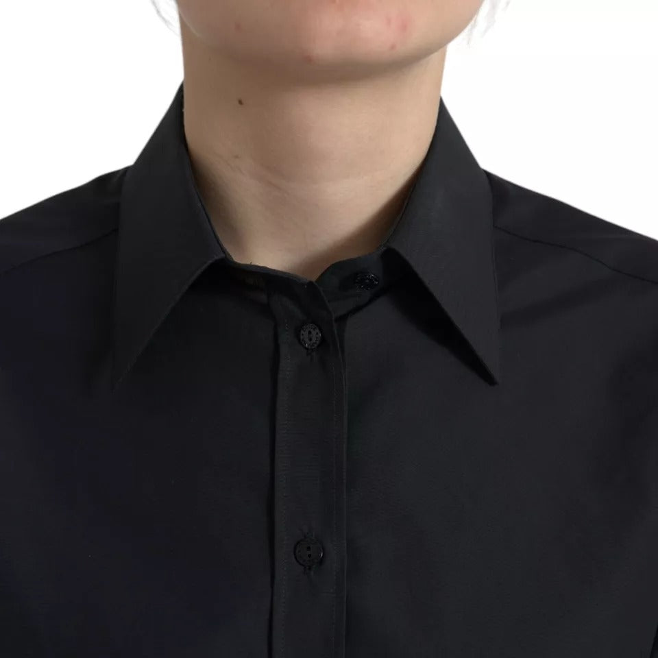 Dolce &amp; Gabbana Black Cotton Collar Shirt for Formal Occasions