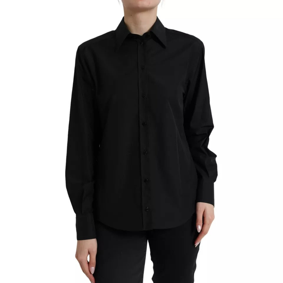 Dolce &amp; Gabbana Black Cotton Collar Shirt for Formal Occasions