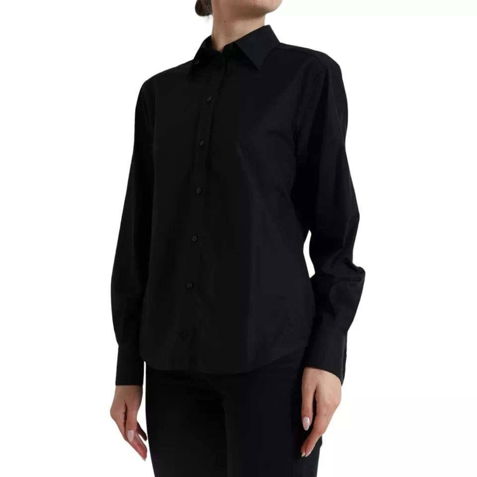 Dolce &amp; Gabbana Black Cotton Collar Shirt for Formal Occasions