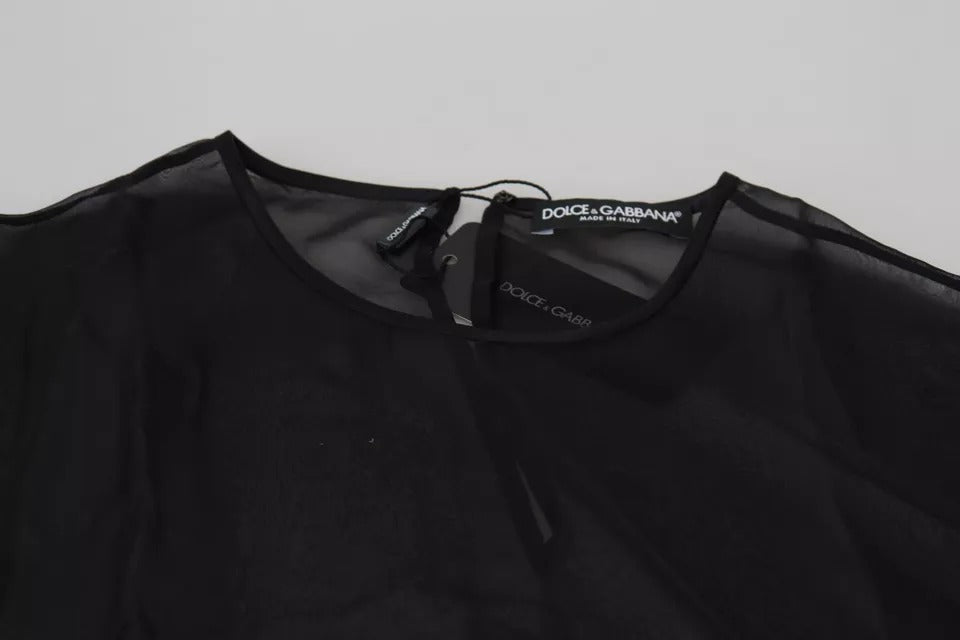 Dolce & Gabbana Schwarze Mesh-Transparent-Bluse Pullover-Top