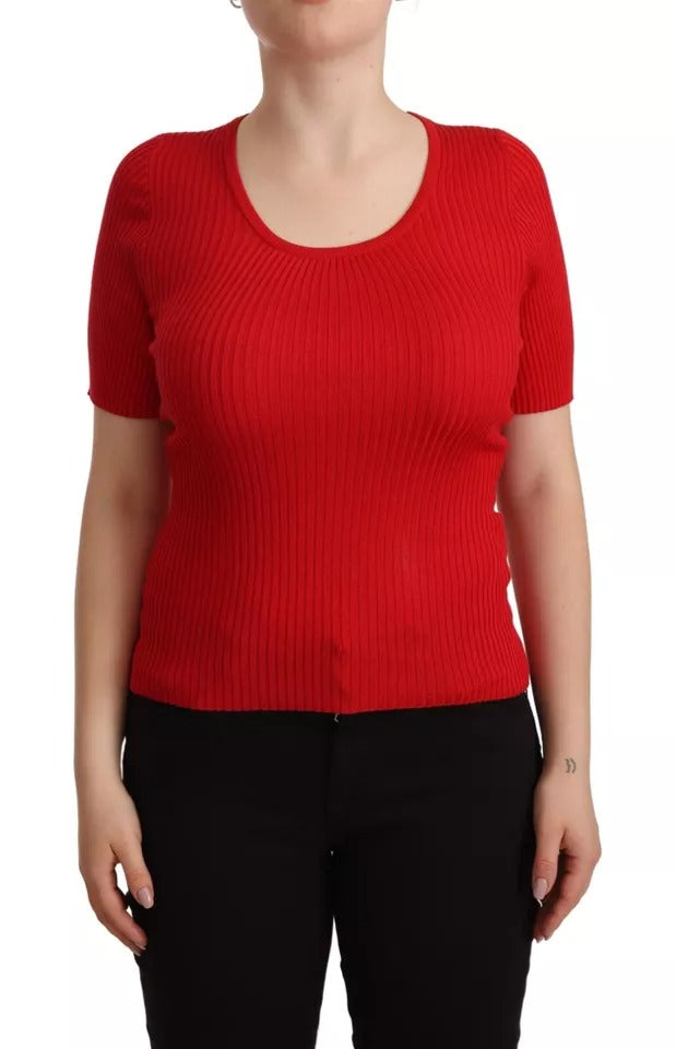 Dolce &amp; Gabbana Red Silk T-Shirt Short Sleeve Top Blouse