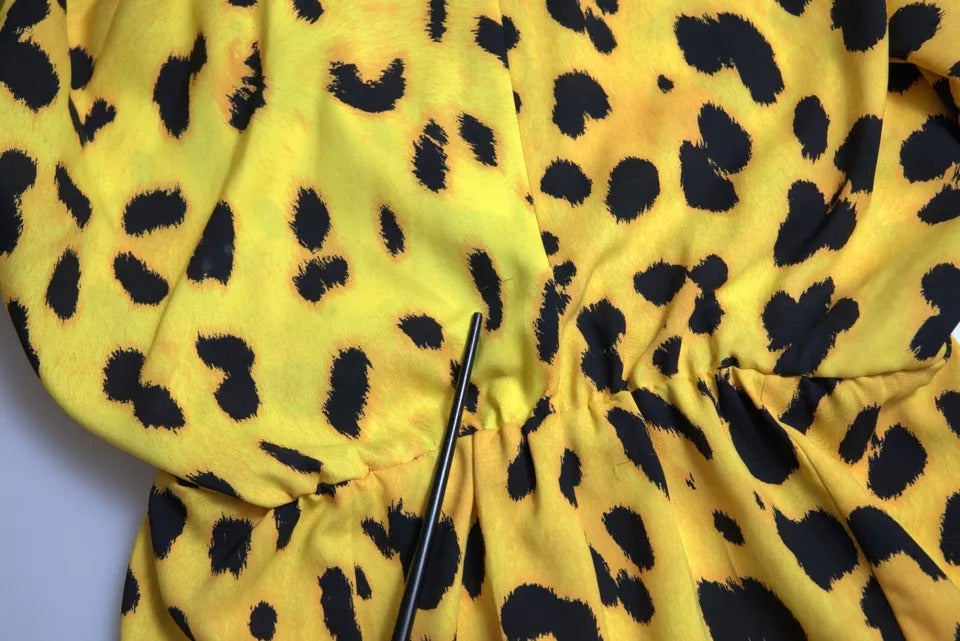 Dolce &amp; Gabbana Yellow Leopard Print Long Sleeve Top Blouse