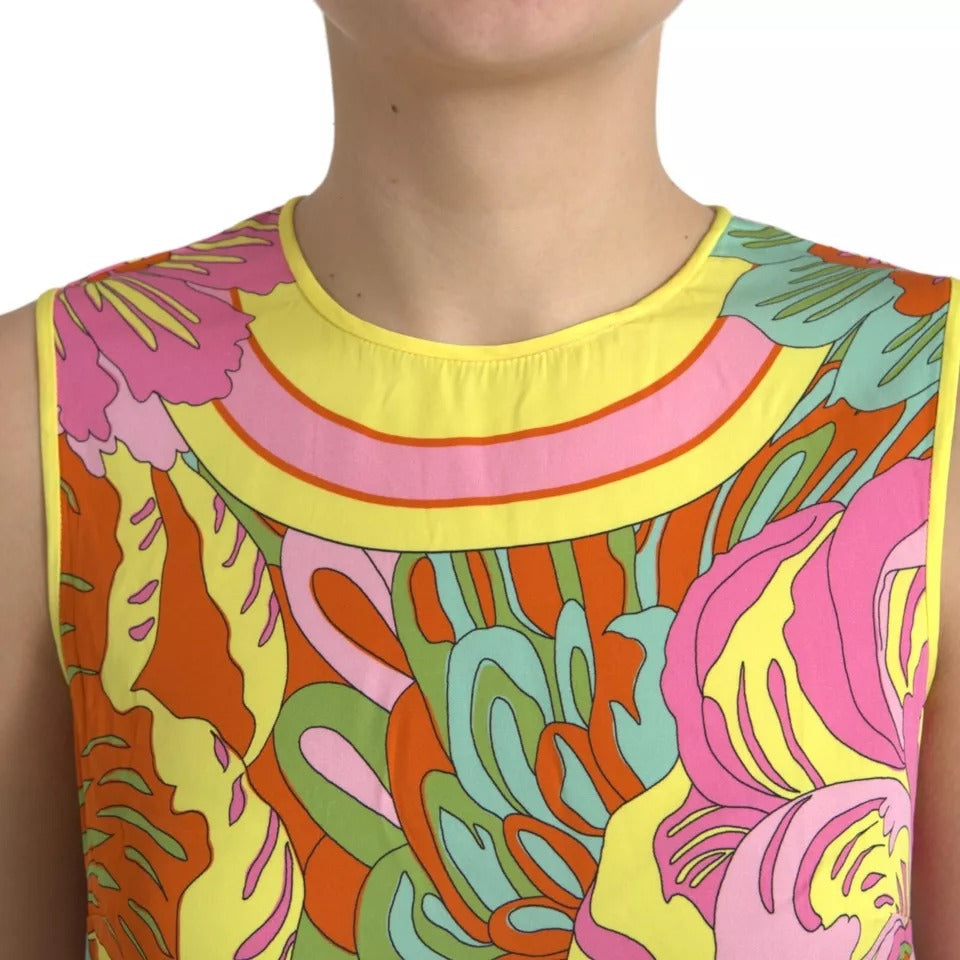 Dolce &amp; Gabbana Multicolor Floral Silk Sleeveless Tank Top