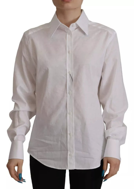 Dolce &amp; Gabbana White Cotton Formal Collar Shirt