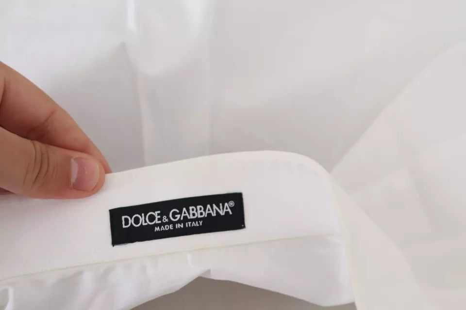 Dolce &amp; Gabbana White Cotton Shirt with Crystal Embellished Top