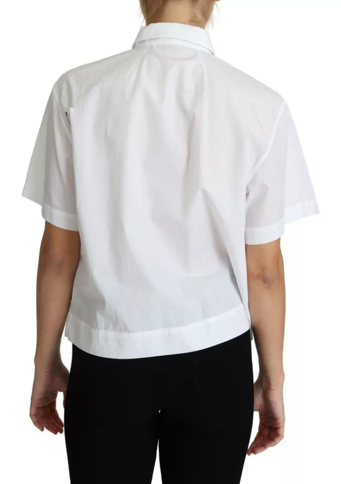 Dolce &amp; Gabbana White cotton top with decorative buttons and collar