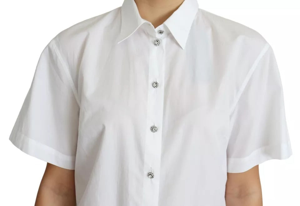 Dolce &amp; Gabbana White cotton top with decorative buttons and collar